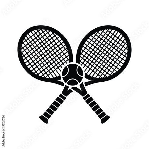 Crossed tennis rackets and ball  vector icon