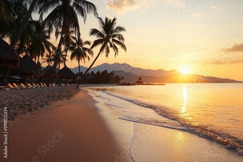 Sunset serenity over koh samui island beach tranquil scene