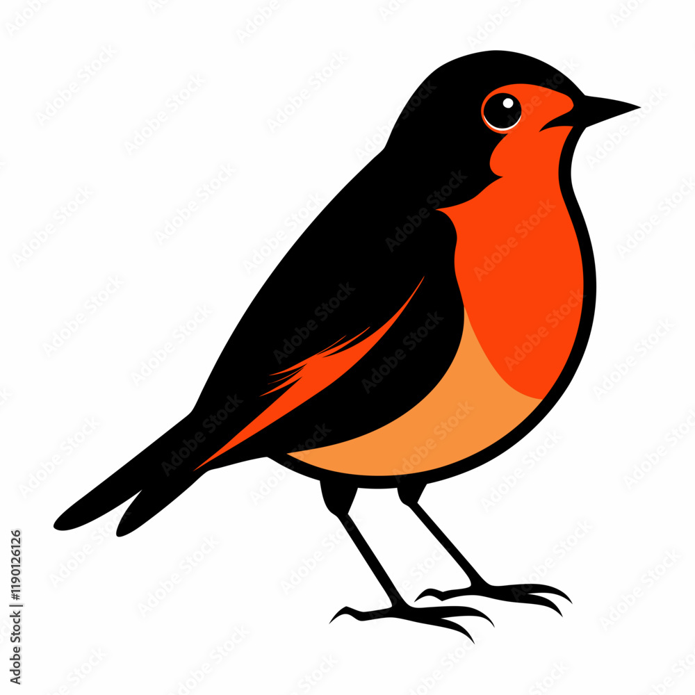 Obraz premium Vector-silhouette-of-robin red