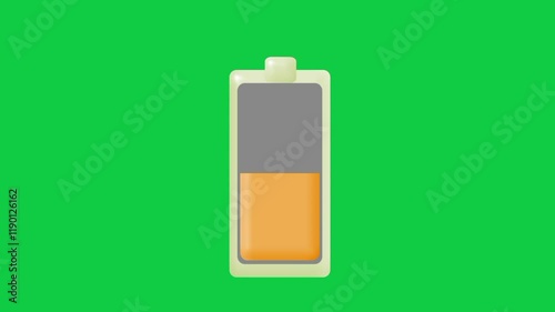 Battery usage and charging animation, green screen background