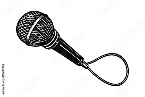 Lavalier microphone silhouette art illustration.eps