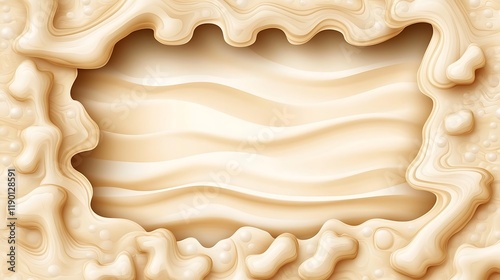 Creamy Beige Abstract Frame Design With Waves