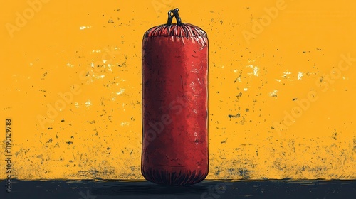 punching bag with a single line drawing fitness equipment concept vector illustration of continuous line draw design graphi photo