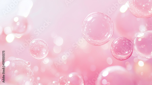 Pink Collagen bubbles Drops pink serum cream lotion drop into skin cells bubbles texture  background