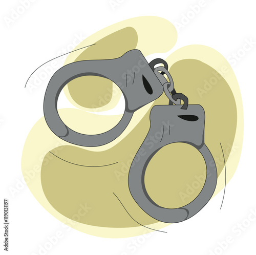 Police handcuffs icon. prison handcuffs vector object.