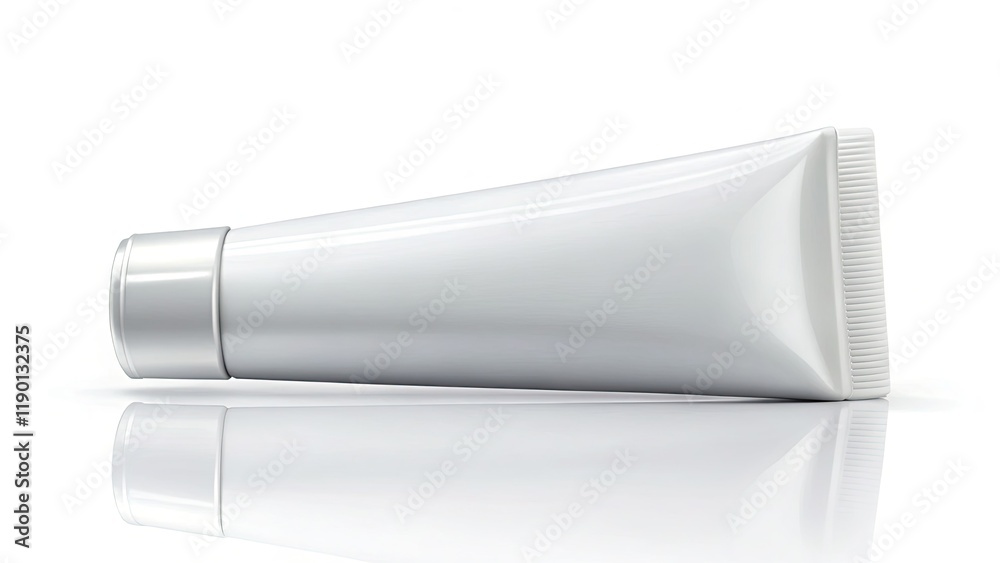 Pristine white cosmetic tube mockup showcases clean lotion packaging, ideal for minimalist branding. Pristine white cosmetic tube mockup showcases clean lotion packaging, ideal for minimalist branding.