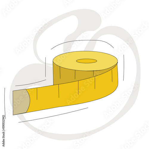 Tailor's tape measure. Yellow measure tape icon,