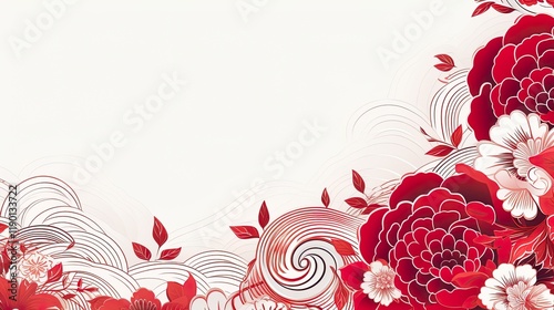 organic asian japanese line wave pattern oriental pattern traditional copy space with white background