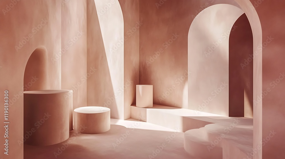 Abstract Minimalist Architectural Interior Design Render