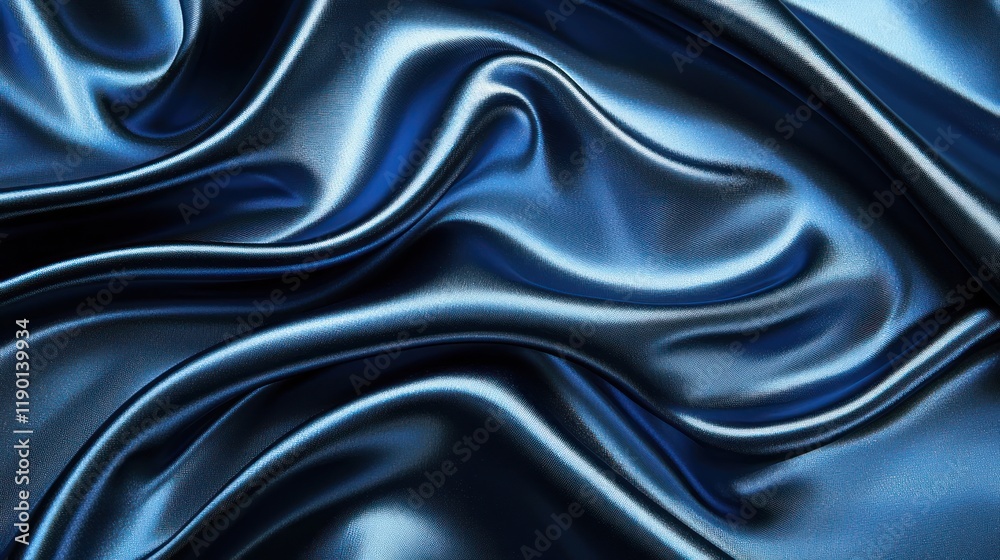 Luxurious navy blue silk satin with soft, draping folds, creating a sleek abstract background with a shimmering gradient and glowing lines for added elegance. Luxurious navy blue silk satin with soft, draping folds, creating a sleek abstract background with a shimmering gradient and glowing lines for added elegance.