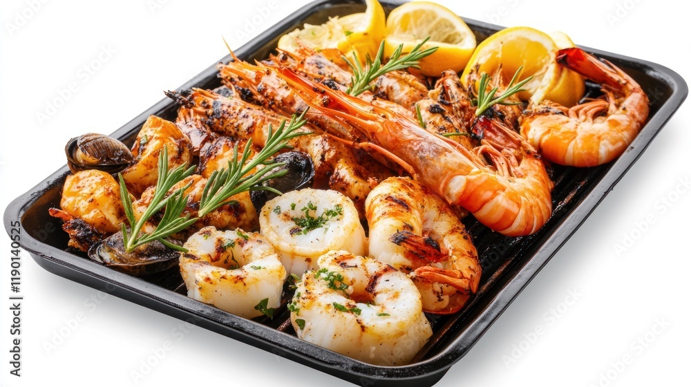 Delicious Grilled Seafood Platter with Shrimp, Scallops, Mussels, and Lemon Delicious Grilled Seafood Platter with Shrimp, Scallops, Mussels, and Lemon