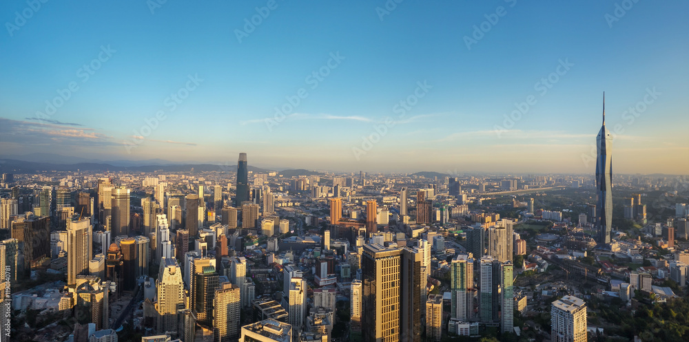 Obraz premium Generated imagDaytime aerial view of Kuala Lumpur cityscape. Beautiful of cityscape at Kuala Lumpur, Malaysia.