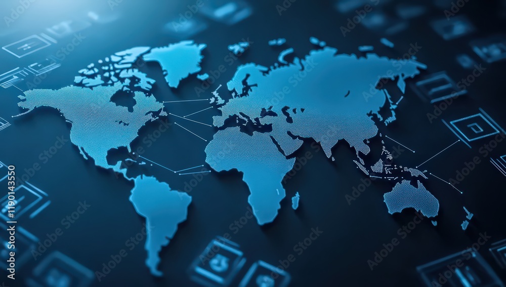 Global Network: Interconnected World Map Visualization Global Network: Interconnected World Map Visualization