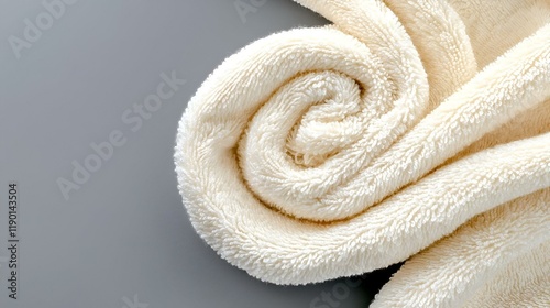 White cotton towel mockup, soft texture, clean design, ideal for showcasing branding or product details, versatile for various uses.
