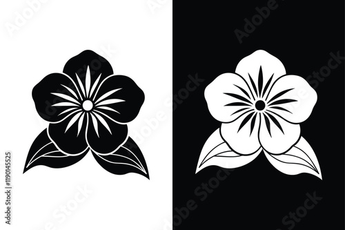 Violet Flower icon silhouette Illustration Pack. Stylish Black & White Floral Designs for Creative Use
