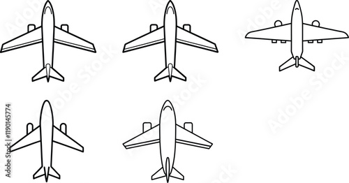airplane top view line art collection