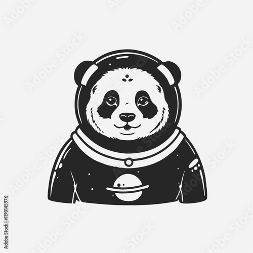 Cute Panda Astronaut Standing In Space Cartoon Vector Icon Illustration Animal Science Isolated vector illustration