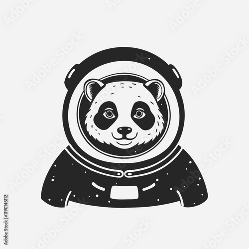Cute Panda Astronaut Standing In Space Cartoon Vector Icon Illustration Animal Science Isolated vector illustration