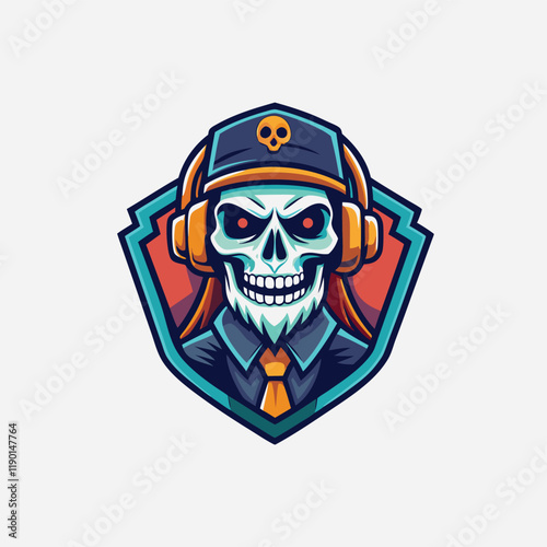 Skull with headset vector illustration. Head of character in headphones Isolated vector illustration Free Download Skull with headset vector illustration. Head of character in headphones Isolated vector illustration - GFXLoad