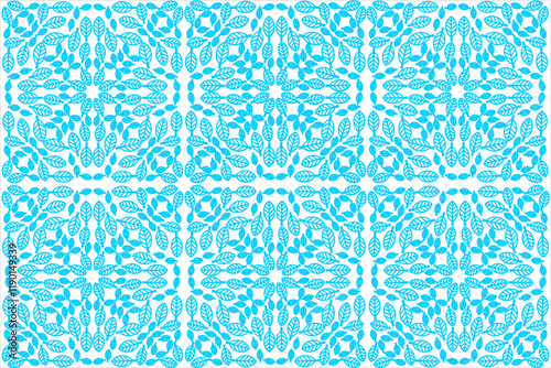 Geometric style leaf motif with an elegant blue color. This design has a symmetrical pattern and tight details, giving a natural aesthetic impression and is suitable for various decorative.