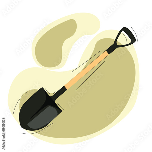 Shovel flat vector illustration.Shovel with handle 