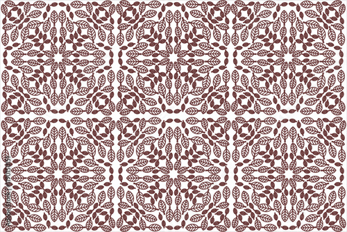 Geometric style leaf motif with an elegant dark brown color. This design has a symmetrical pattern and tight details, giving a natural aesthetic impression and is suitable for various decorative.