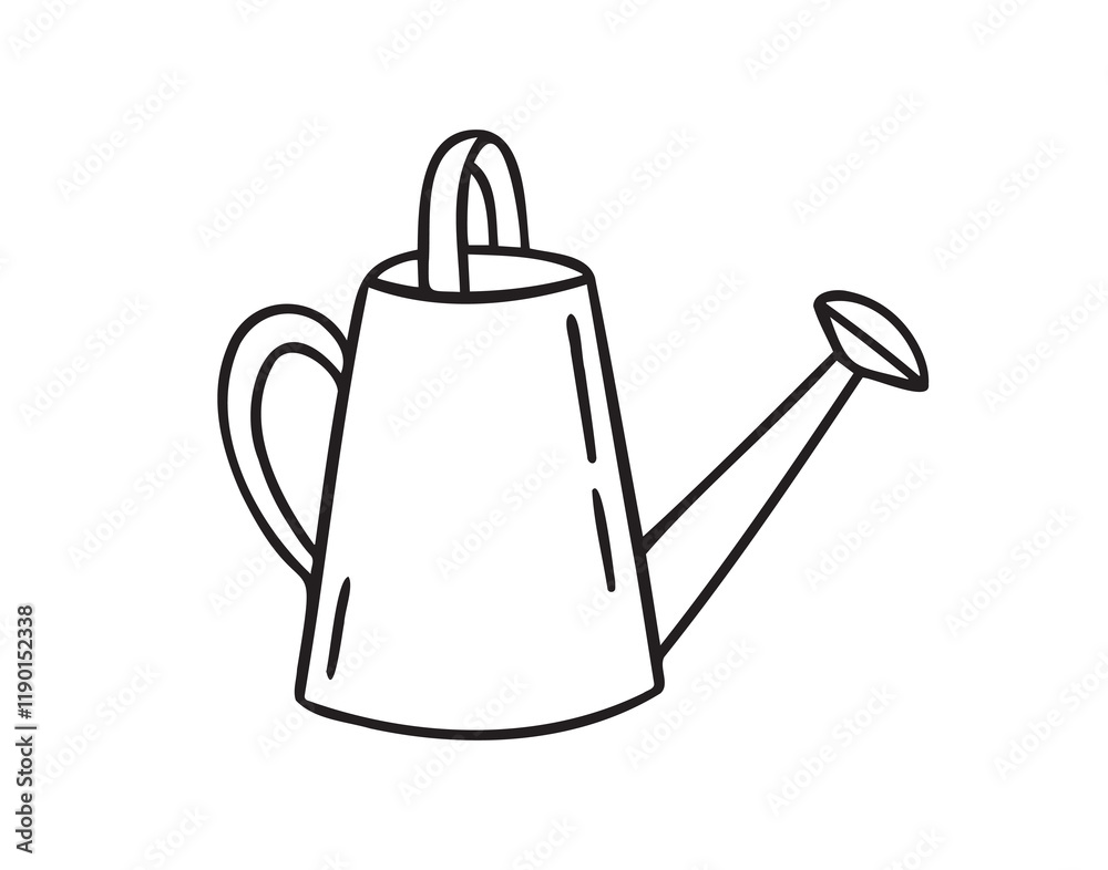 Obraz premium watering can doodle hand drawn icon. Outline drawing watering can line clipart symbol