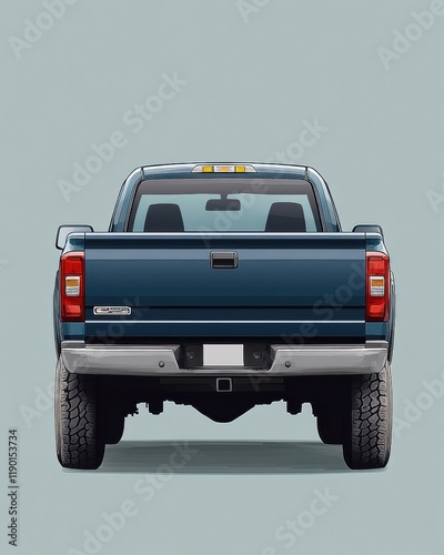 Wallpaper Mural [Tailgating driving tailgate] Blue pickup truck with tool box near yellow label, silver bumper, black wheels and white bed liner Torontodigital.ca