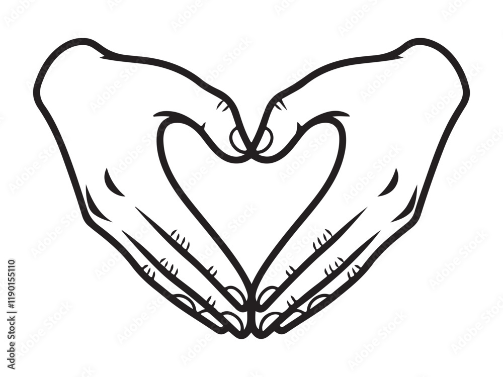  Sketch of hand showing hart shape gesture

