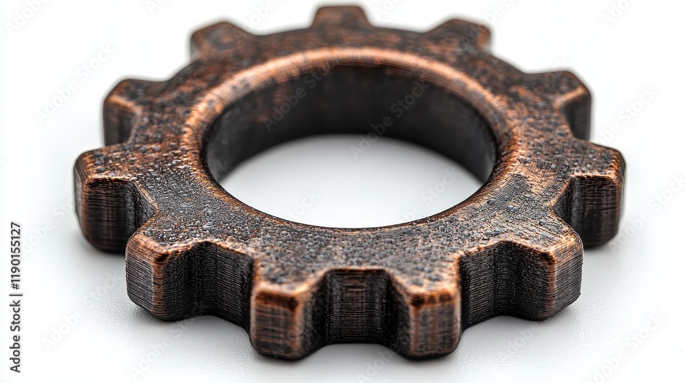 Close-up of a single bronze gear. Close-up of a single bronze gear.