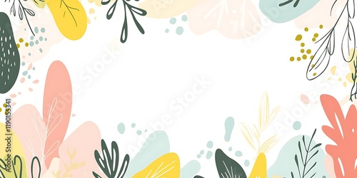 Wallpaper Mural Floral frame, pastel colors, blank space, spring design, invitation template Torontodigital.ca