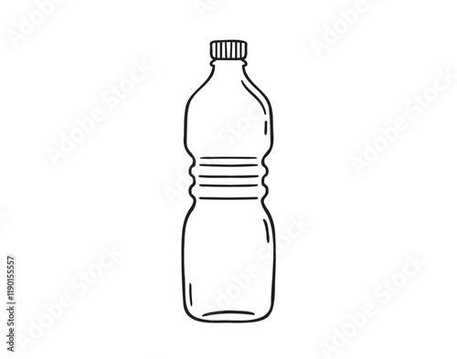 plastic bottle of water doodle hand drawn icon. Outline drawing plastic bottle of water line clipart symbol