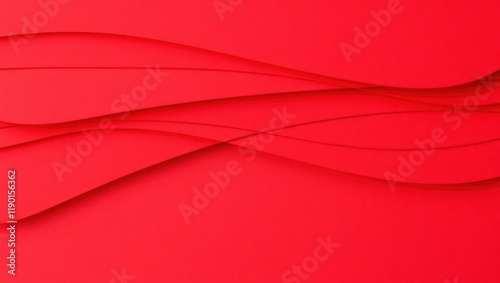 A vibrant red satin fabric with a flowing wave design creates a luxurious backdrop