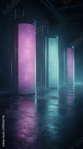 Wallpaper Mural Underground fuel processing laboratory with transparent tanks industrial setting digital futuristic concept Torontodigital.ca