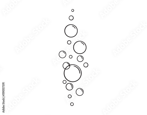 bubbles of fizzy drink or bubbles in the water from fish doodle hand drawn icon. Outline drawing bubbles in the water line clipart symbol