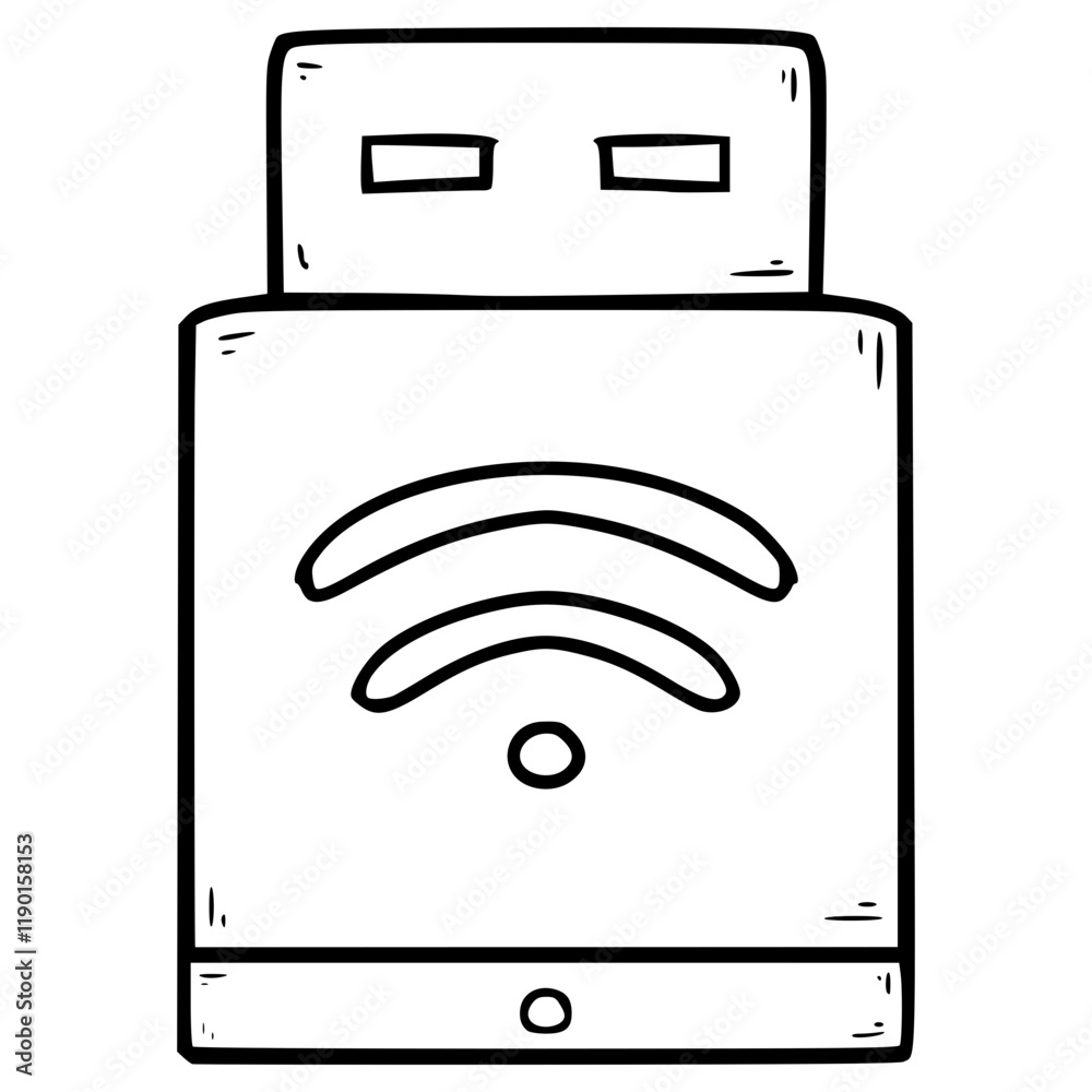 Wi-Fi adapter illustration hand drawn outline vector Wi-Fi adapter illustration hand drawn outline vector