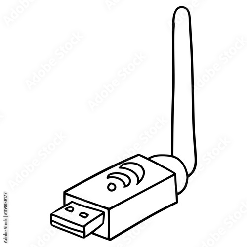 Wi-Fi adapter illustration hand drawn outline vector