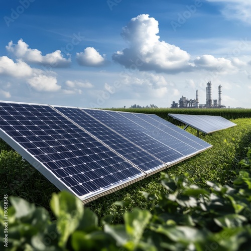 Wallpaper Mural Hybrid energy solutions solar panels adjacent to biofuel plant in agricultural landscape innovative renewable energy concept Torontodigital.ca