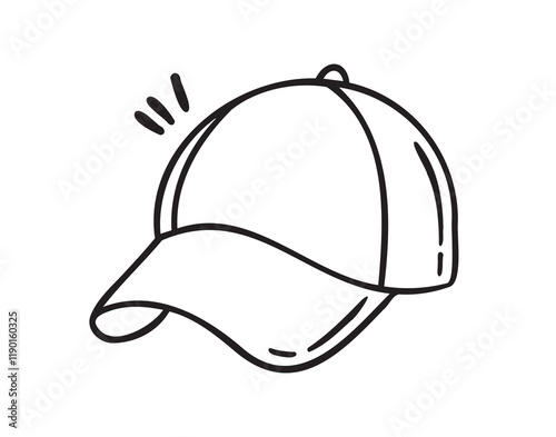 Sport cap doodle hand drawn icon. Outline drawing cap line clipart symbol