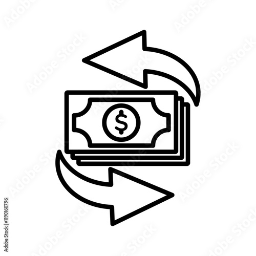Cash flow icon Outline thin set