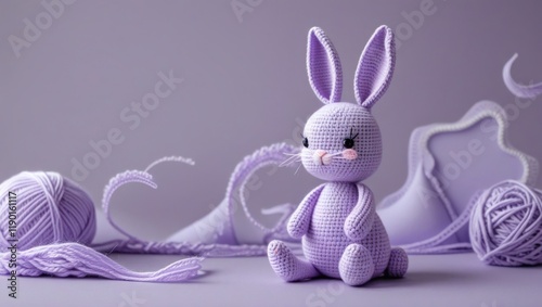 Graceful Crochet Bunny on Soft Textured Background