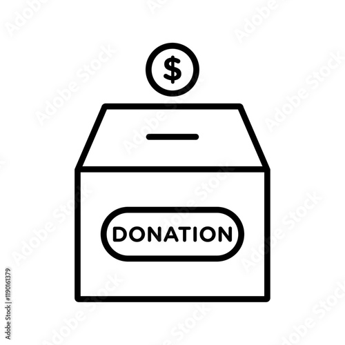 Donation box icon Outline thin set