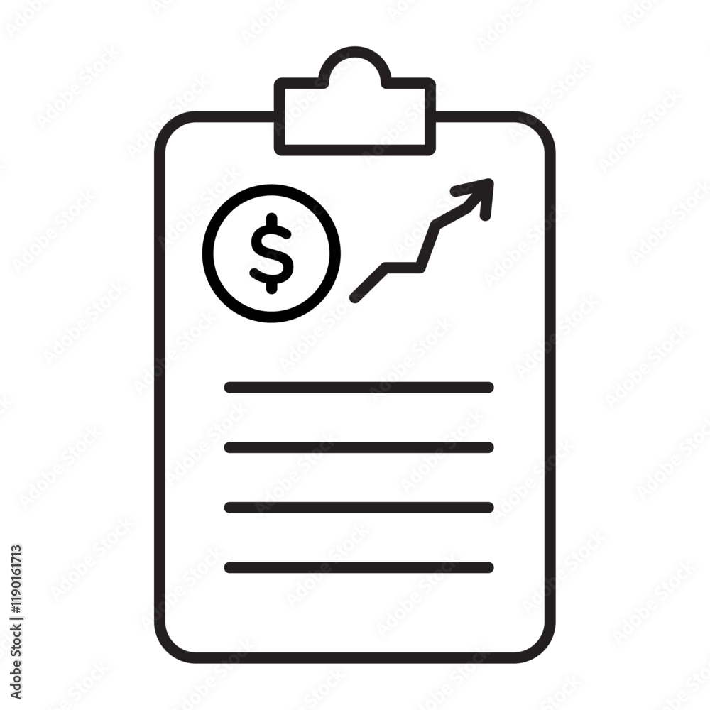 Financial report icon Outline thin set Financial report icon Outline thin set