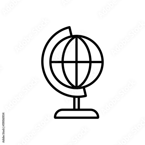 Globe icon Outline thin set