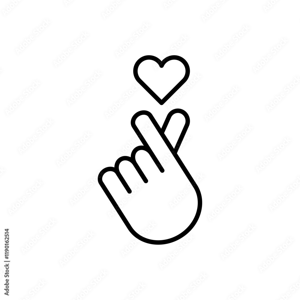 korean heart icon Outline thin set korean heart icon Outline thin set