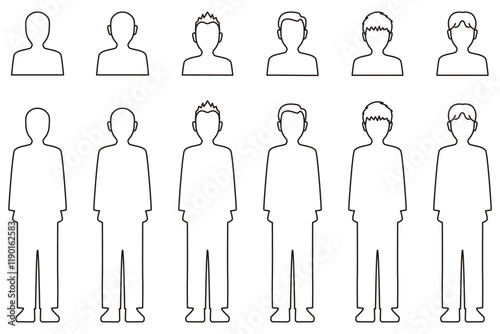 男性の人型線画イラストセット