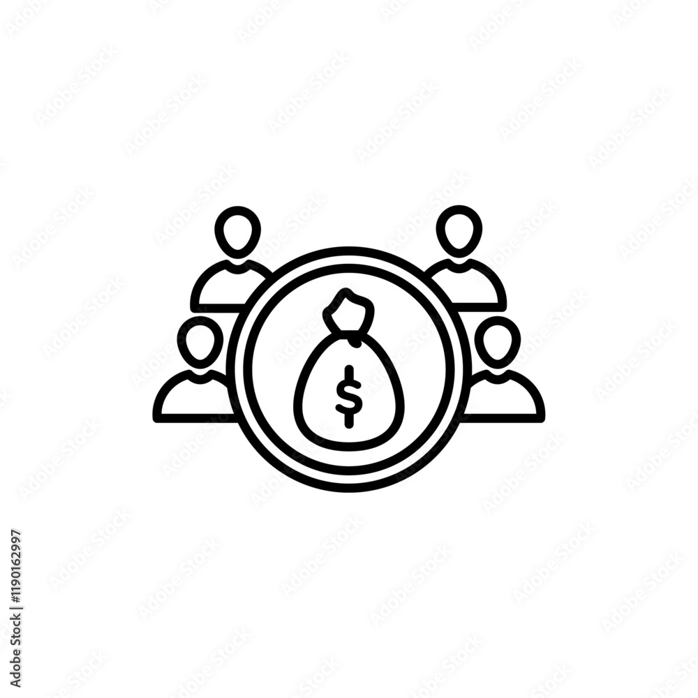 Fototapeta premium Mutual funds icon Outline thin set