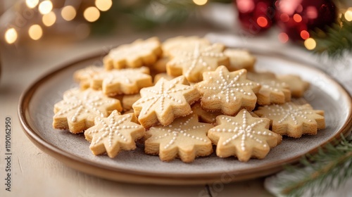 Delicious Star-Shaped Christmas Cookies on a Plate photo