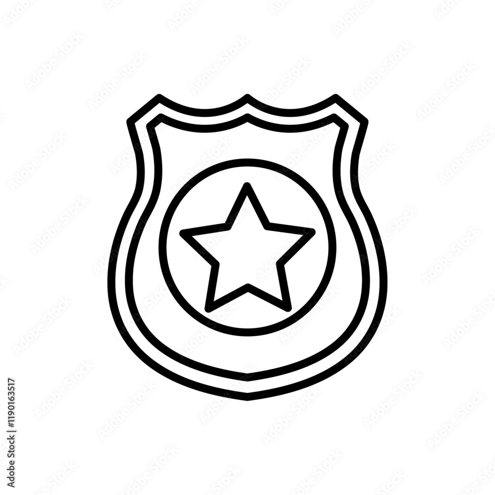 Police badge icon Outline thin set Police badge icon Outline thin set