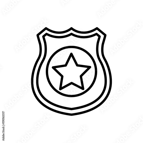 Police badge icon Outline thin set